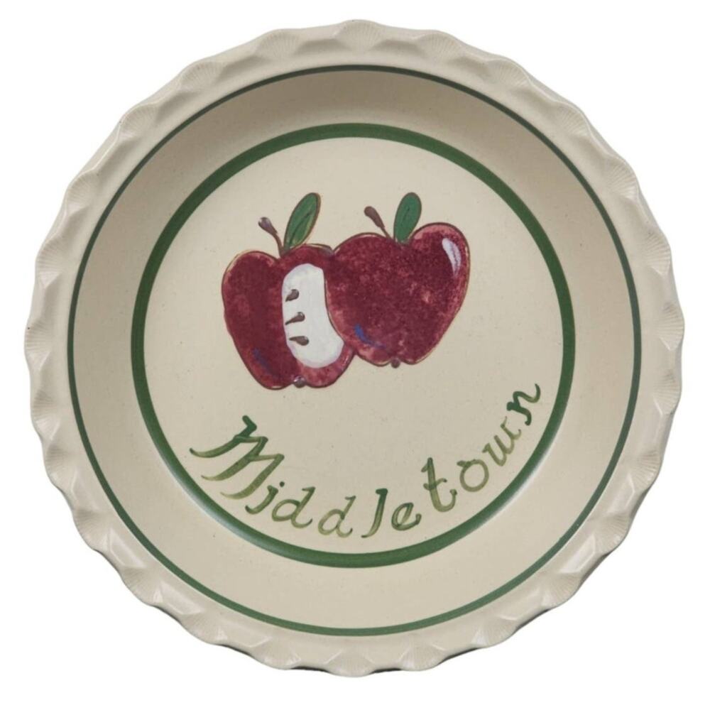 Apples & Middletown Decorative Ceramic Deep Dish 10.5" Collectors Pie Plate